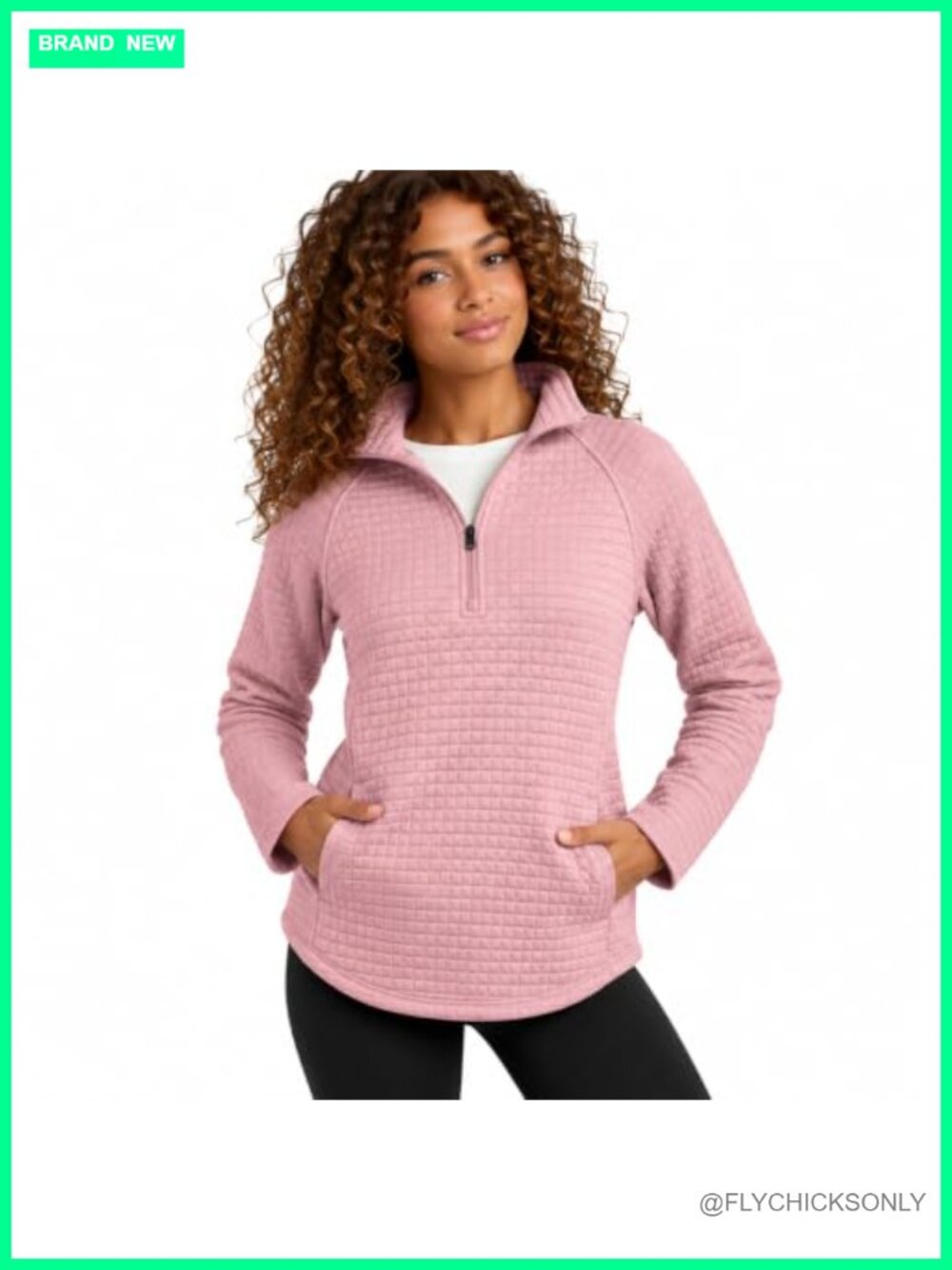 Women's Quarter Zip Mock Neck Fleece Pullover Sweatshirt - Runs Small
